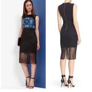 TED BAKER Elegant Black and Blue Sleeveless Dress